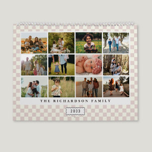 2027 Modern Chequerboard Custom Photo Calendar