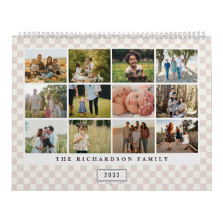 2027 Modern Chequerboard Custom Photo Calendar