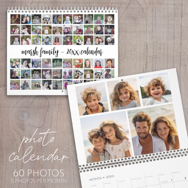 2027 Modern Family 60 Photo - 5 Per Month Custom Calendar (Photo Calendar with 60 Photos - 5 on each month)