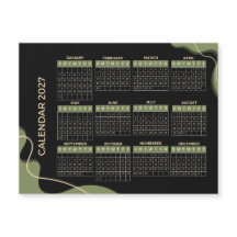 2027 Modern Olive Green Black Year-at-a-Glance