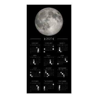 2027 Moon Phase Wall Calendar 14 x 28 inches Poster