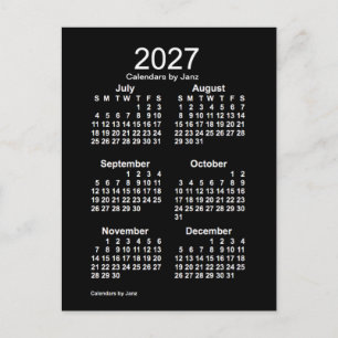 2027 Neon White 6 Month Mini Calendar by Janz Postcard