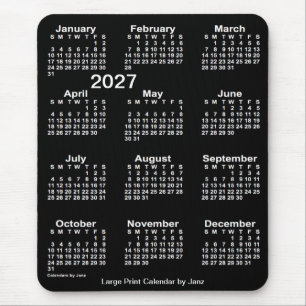 2027 Neon White Large Print Calendar by Janz Mouse Mat