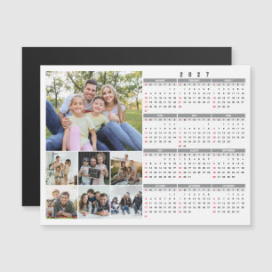 2027 New Year Family Photos Calendar Magnetic Card