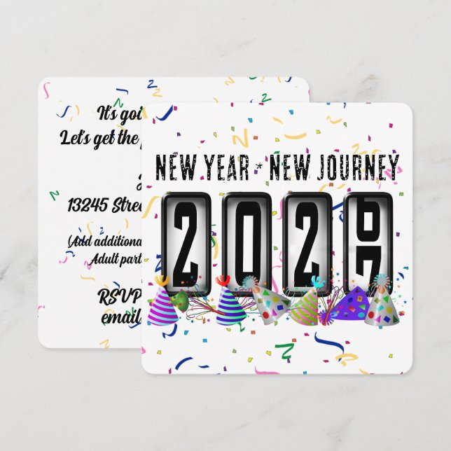 2027 Odometer New Years Party Invitation (Front/Back)