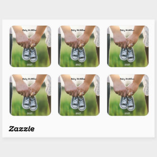 2027 Photo Pregnancy Expecting Announcement Square Sticker