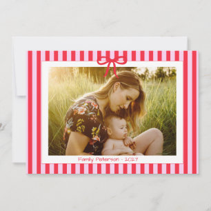 2027 photo red stripes bow trendy stylish card