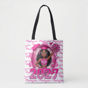 2027 Pink Cheerleader Graduation Tote Bag