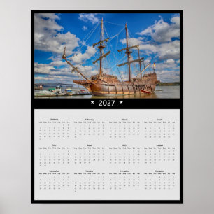 2027 Pirate Ship Wall Calendar: Nautical Adventure Poster