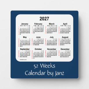 2027 Police Box Blue 52 Weeks Calendar by Janz Plaque