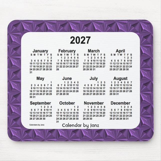 2027 Purple Diamonds Calendar by Janz Mouse Pad (Front)
