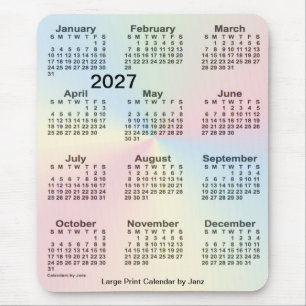 2027 Rainbow Cloud Large Print Calendar by Janz Mouse Mat