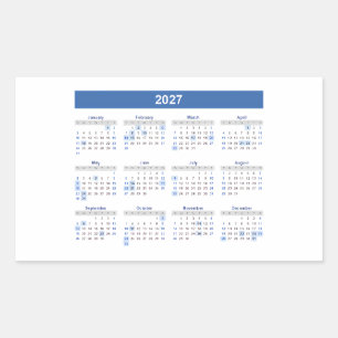 2027 Rectangular Monthly Calendar Sticker