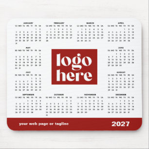 2027 Red Business Logo Calendar Mouse Mat