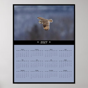 2027 Short-eared Owl Wall Calendar - Twilight Hunt Poster