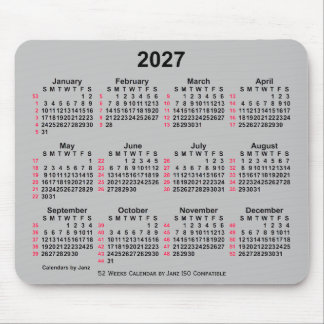 2027 Silver 52 Weeks ISO Calendar by Janz Mouse Mat