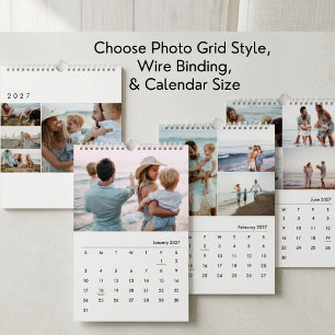 2027 Simple Modern Custom Family Photo Collage Calendar