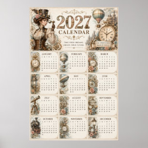 2027 Steampunk Wall Calendar Poster