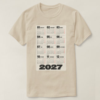 2027 T-Shirt – Minimal Calendar