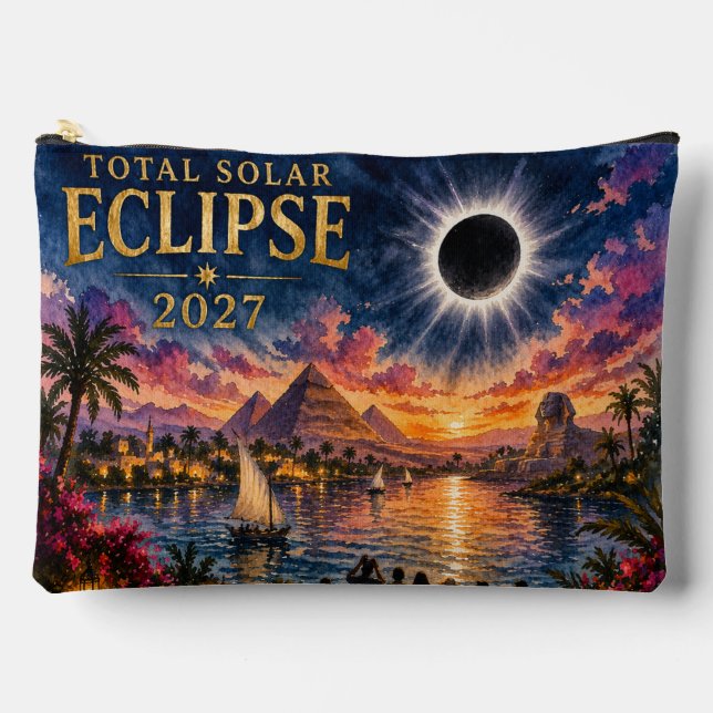 2027 Total Solar Eclipse Egypt Accessory Pouch (Front)