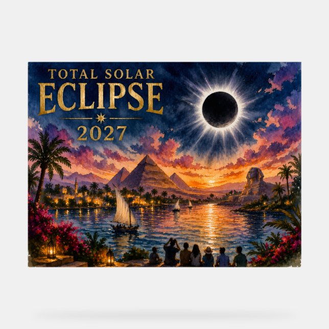 2027 Total Solar Eclipse Egypt Acrylic Sign (Front)