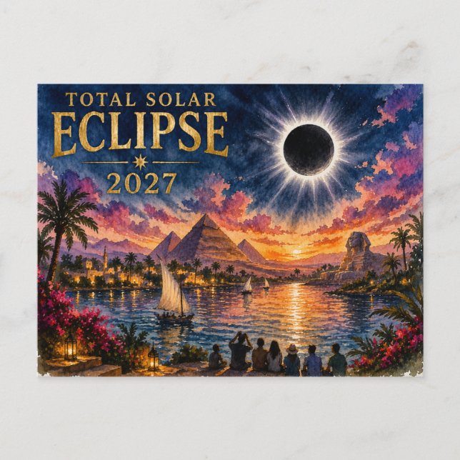 2027 Total Solar Eclipse Egypt Holiday Postcard (Front)