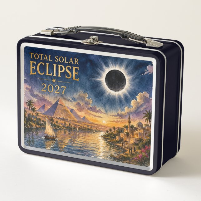 2027 Total Solar Eclipse Egypt Metal Lunch Box (Front)