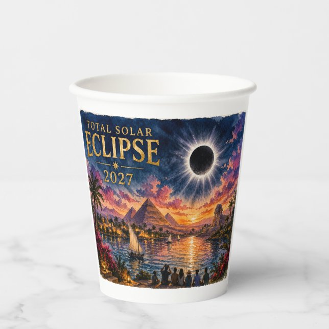 2027 Total Solar Eclipse Egypt Paper Cups (Front)