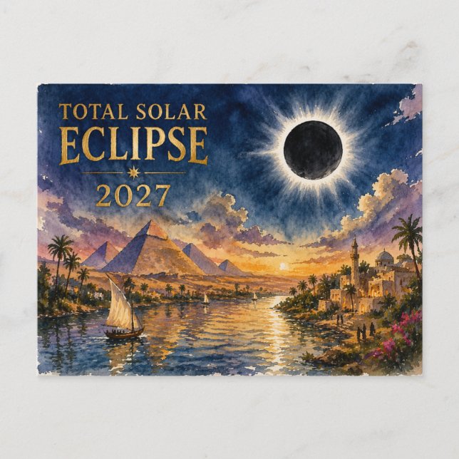 2027 Total Solar Eclipse Egypt Postcard (Front)