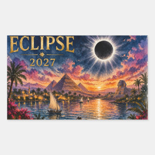 2027 Total Solar Eclipse Egypt Rectangular Sticker