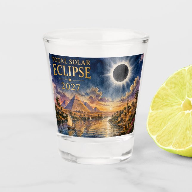 2027 Total Solar Eclipse Egypt Shot Glass (Front)