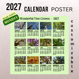 2027 Tree Crown Photo Calendar - Monday Week  Poster
