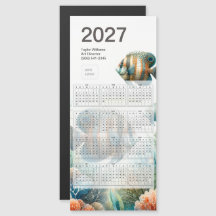 2027 Tropical Fish Calendar Logo Magnet Card