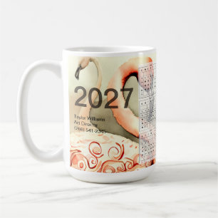 2027 Vibrant Flamingo Flock Tropical Art Calendar Coffee Mug