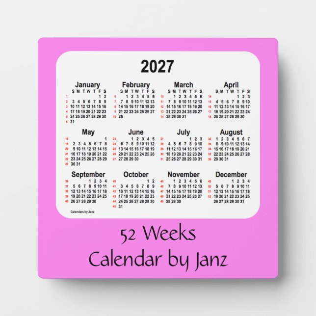 2027 Violet 52 Weeks Calendar by Janz Plaque (Front)