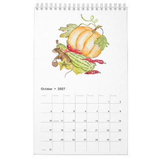 2027 Watercolor Mouse Wall Calendar