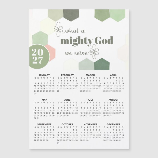 2027 What a Mighty God Geometric Magnetic Calendar (Front)