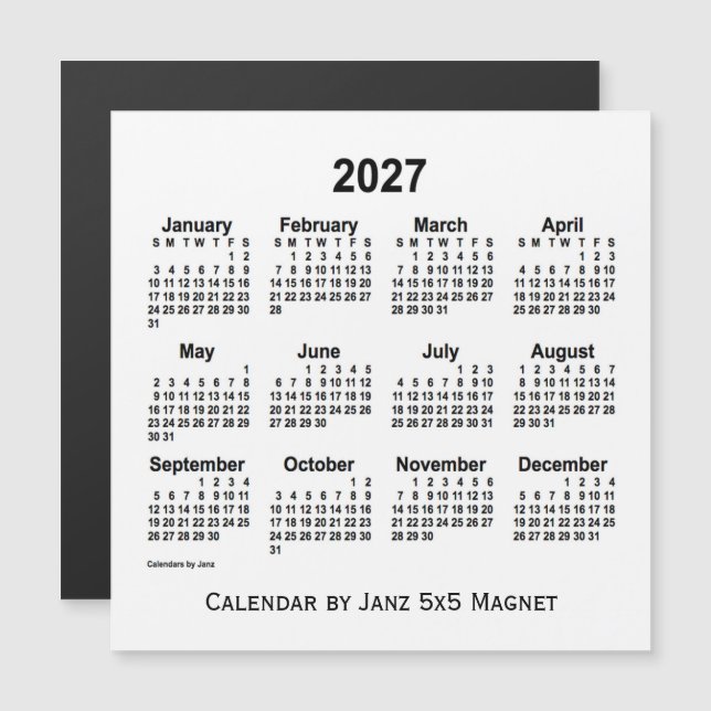 2027 White Calendar by Janz 5x5 Magnet (Front/Back)