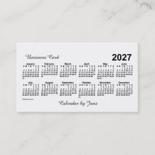 2027 White Calendar by Janz Business Card