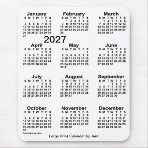 2027 White Large Print Calendar by Janz Mouse Mat