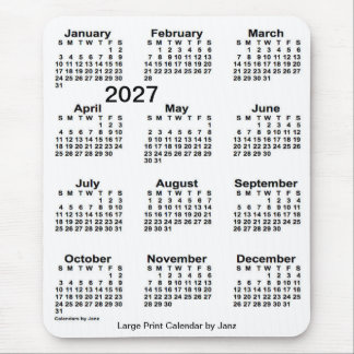 2027 White Large Print Calendar by Janz Mouse Mat