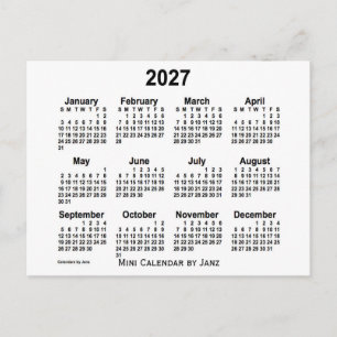 2027 White Mini Calendar by Janz Postcard