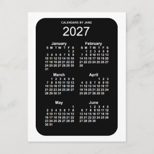 2027 White Neon 6 Month Mini Calendar by Janz Postcard