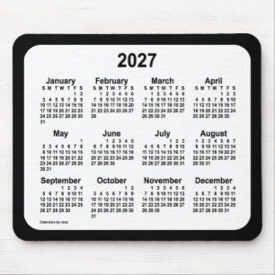 2027 White on Black Calendar by Janz Two Tone Mouse Mat