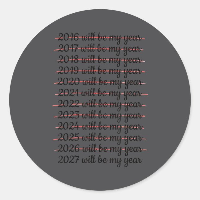 2027 Will Be My Year Procrastination New Year Reso Classic Round Sticker (Front)