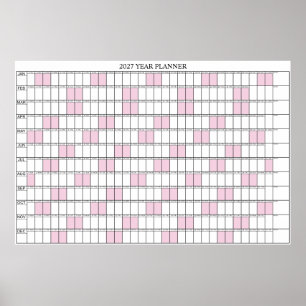 2027 Year At A Glance Simple Wall Planner Calendar Poster