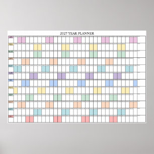 2027 Year At A Glance Simple Wall Planner Calendar Poster