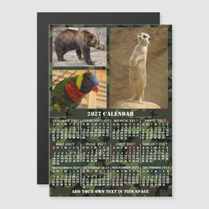 2027 Year Calendar Camouflage Add 3 Custom Photos Magnetic Invitation