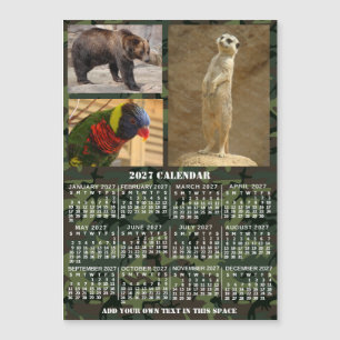 2027 Year Calendar Camouflage Add 3 Photos Magnet