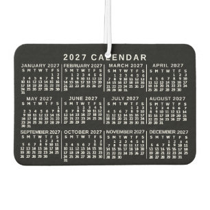2027 Year Monthly Calendar Classic Black and White Car Air Freshener